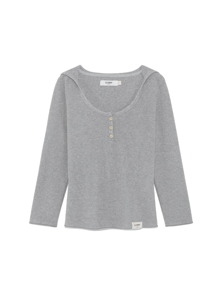 GLOWNY 3/4 G Waffle Button Fly Tee (Gray)