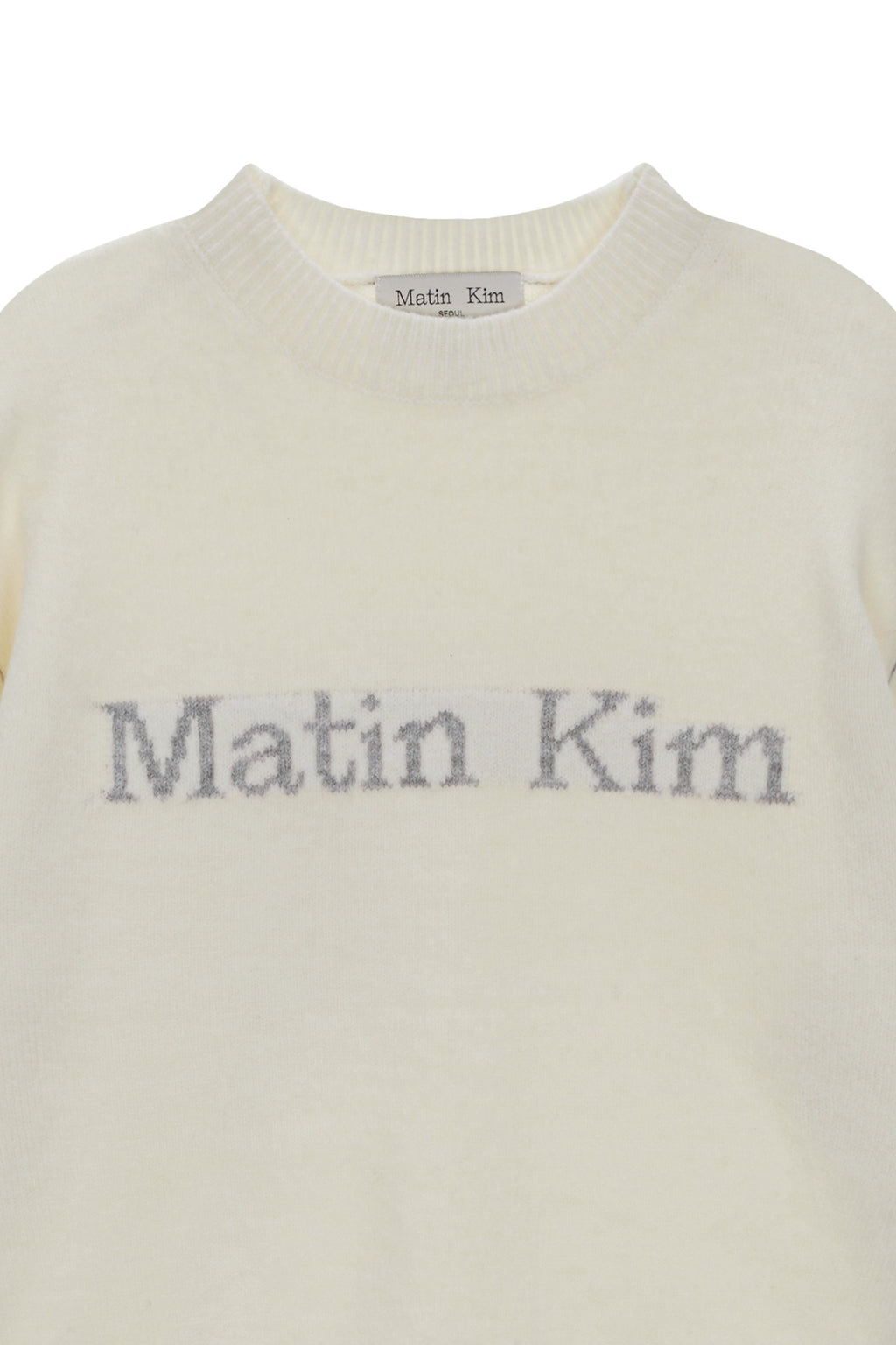 [matinkim] COLOR LINE POINT LOGO KNIT PULLOVER IN IVORY