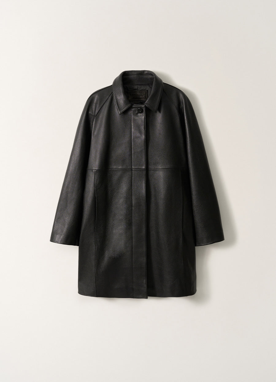 Nothing Written Goat leather balmacaan coat (Black)