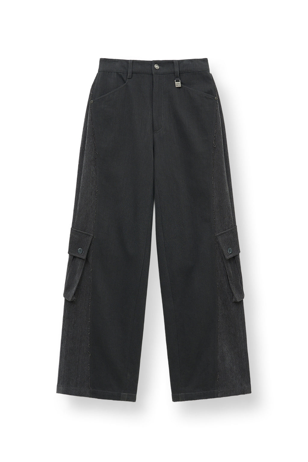 [matinkim] BIG POCKET TWO TONE WIDE PANTS IN CHARCOAL