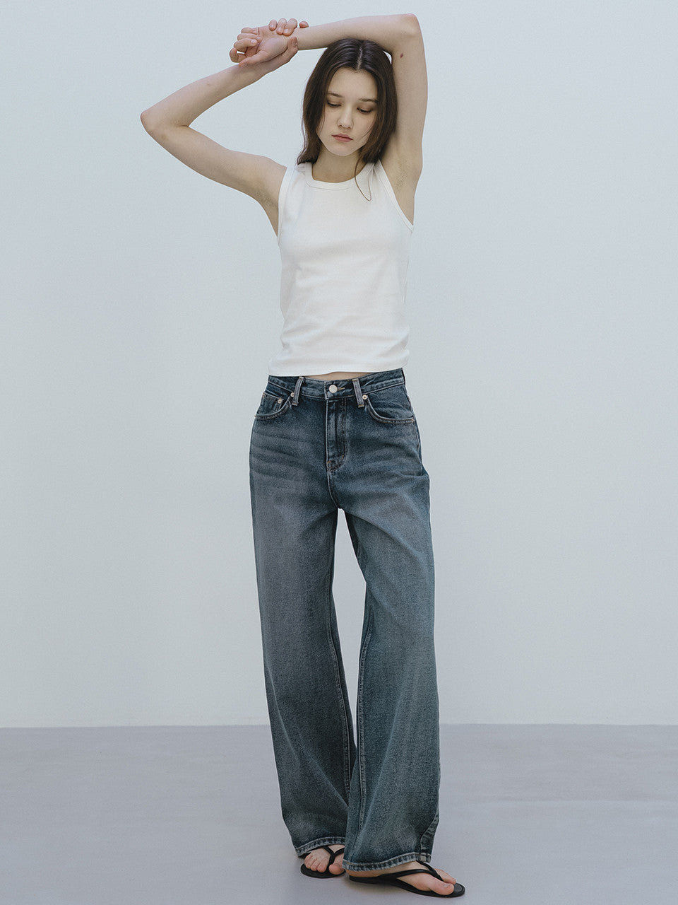 Tillidie All brush wide denim pants Blue