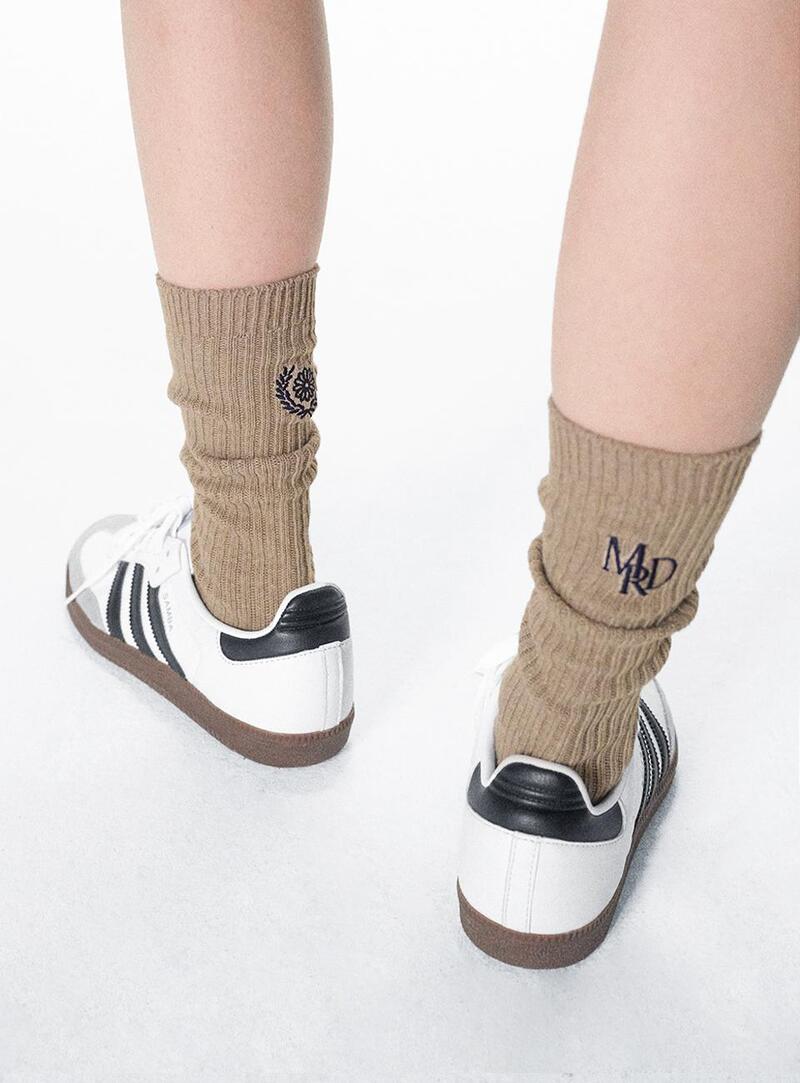 LONG SOCKS MRD LOGO_DARKBEIGE NAVY