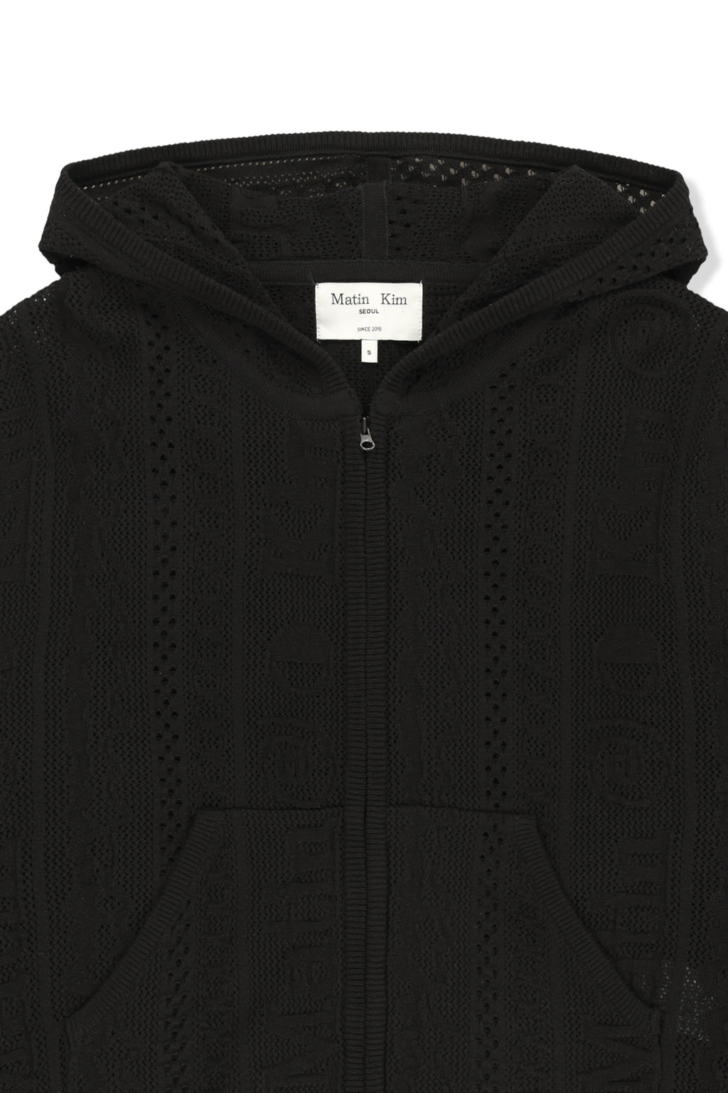 Matinkim Mesh Logo Knit Hoody Zip UP IN Black
