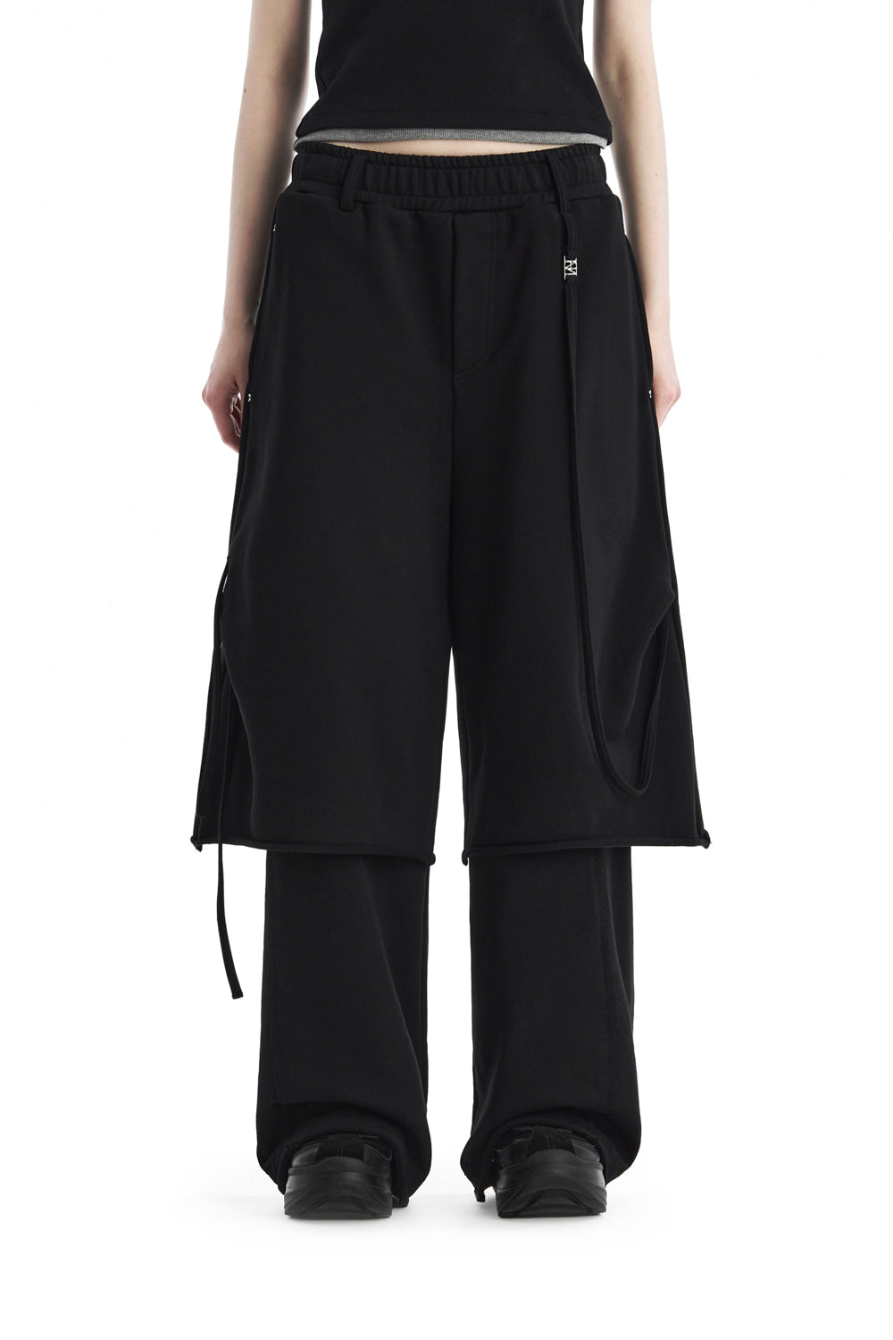 Treemingbird Tmb Layered Strap Sweat Pants Black