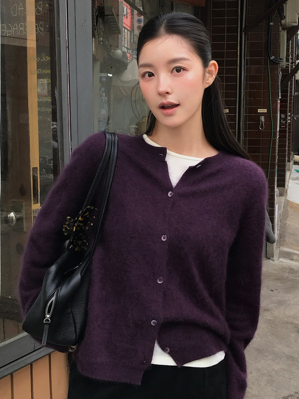 Tillidie Silk Cashmere Wool Cardigan Purple