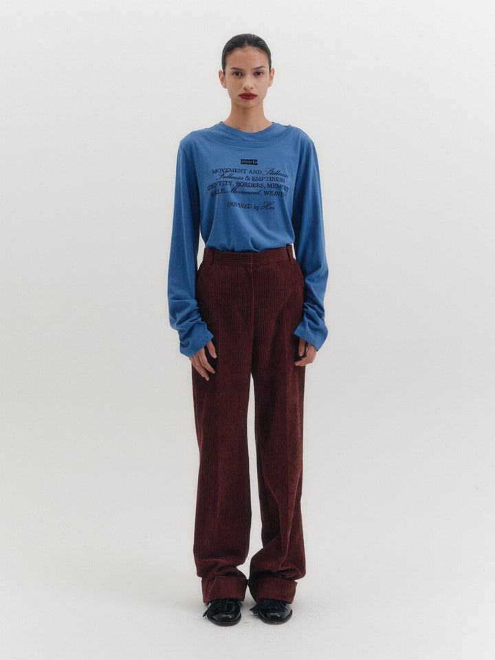EENK Corduroy Turn-Up Pants - Burgundy