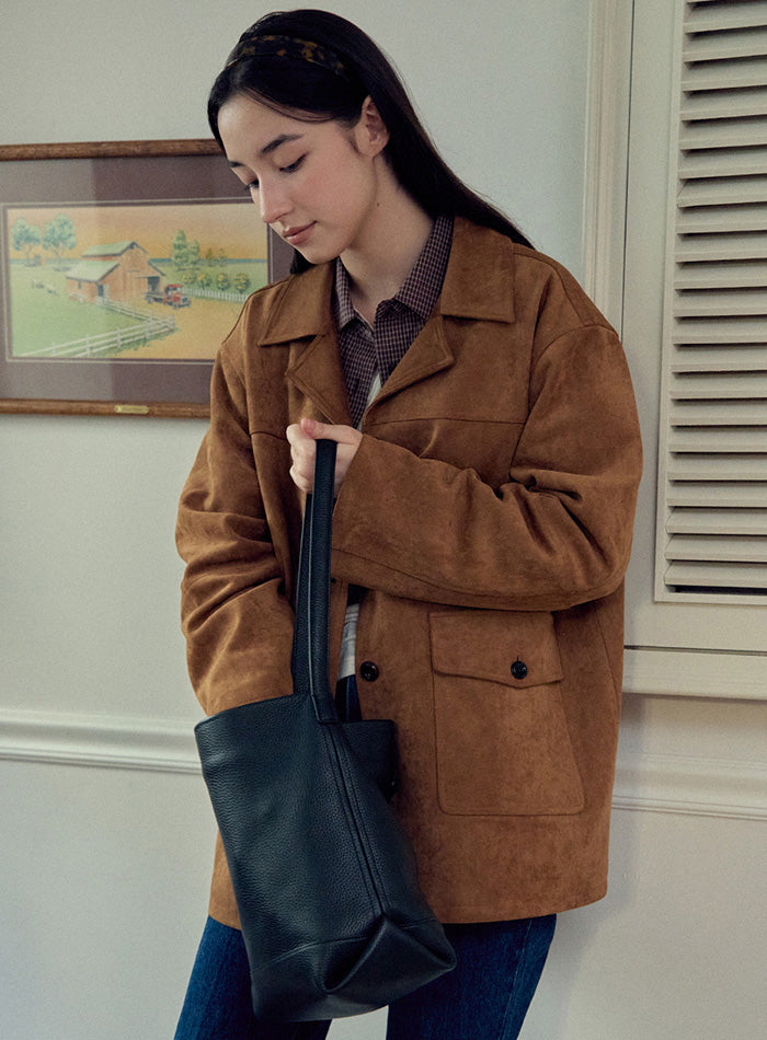 Mango Maniplease Tova Suede Jacket Camel