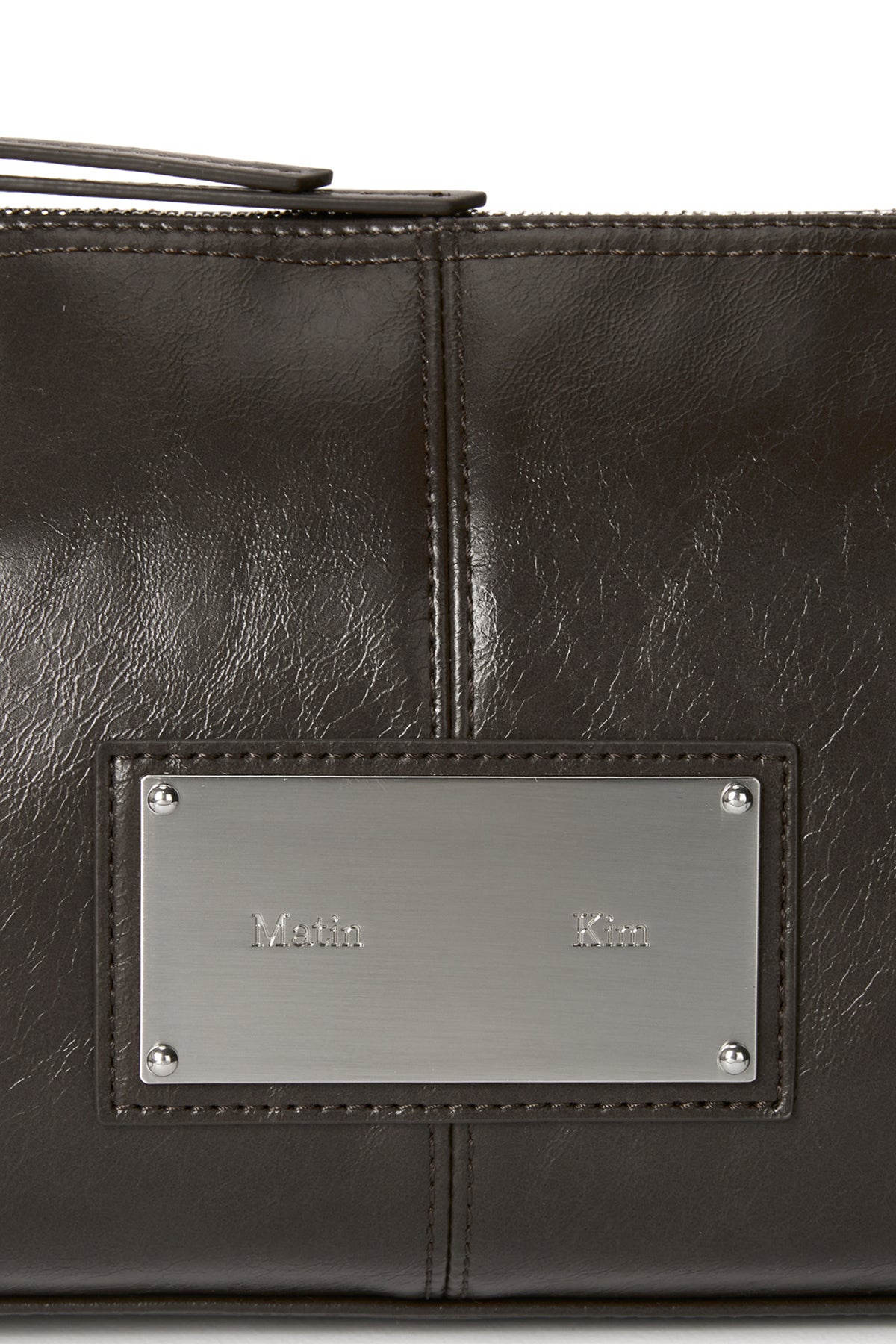 [matinkim] BUCKLE STRAP SHOULDER BAG IN BROWN