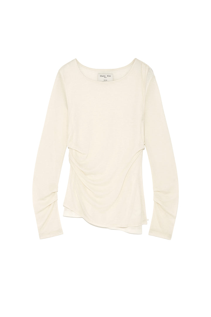 Matinkim Turn UP Detail Layered Top IN Light Beige