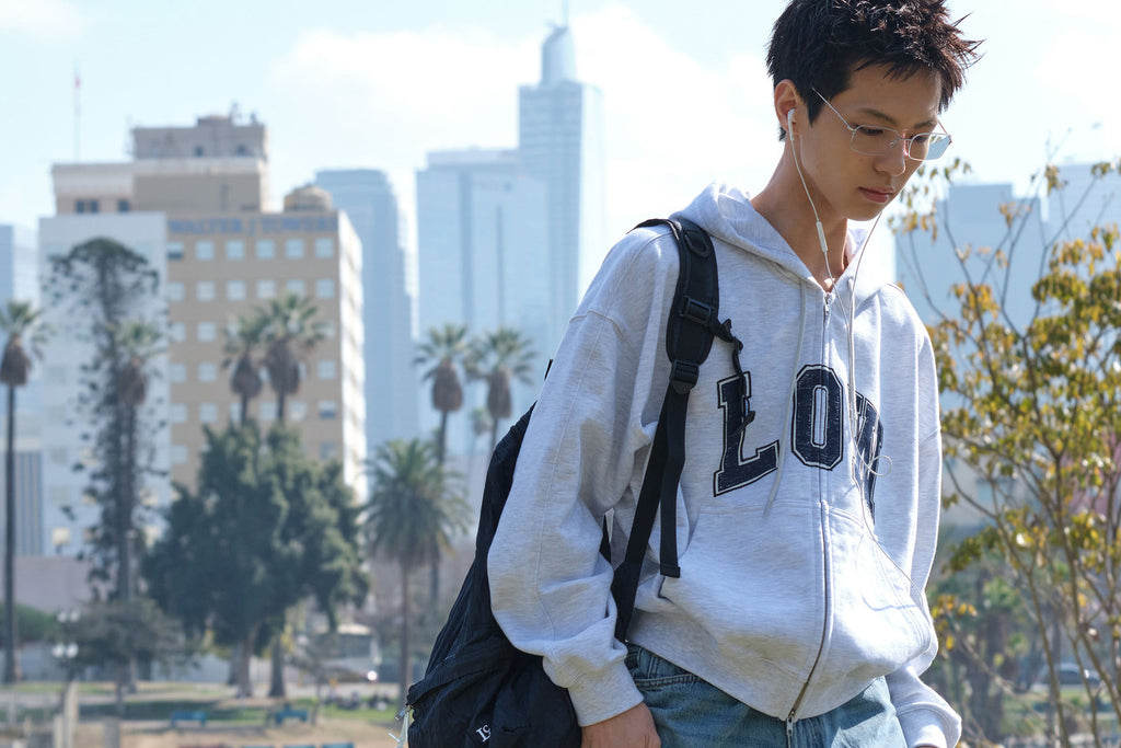 Low Classic Low Soft Sweat Zip-Up Hoodie Light Melange Grey