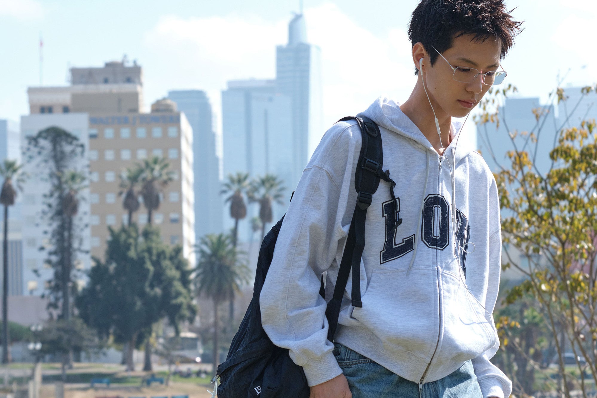 Low Classic Low Soft Sweat Zip-Up Hoodie Light Melange Grey