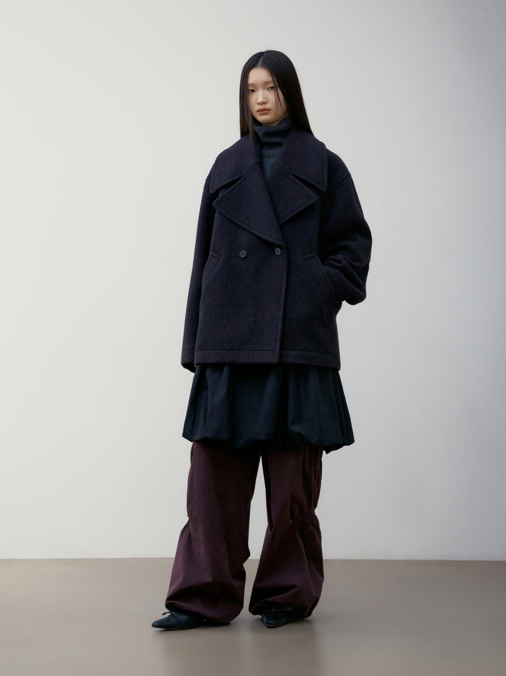 [low_classic] ALPACA WIDE COLLAR HALF COAT
PURPLE