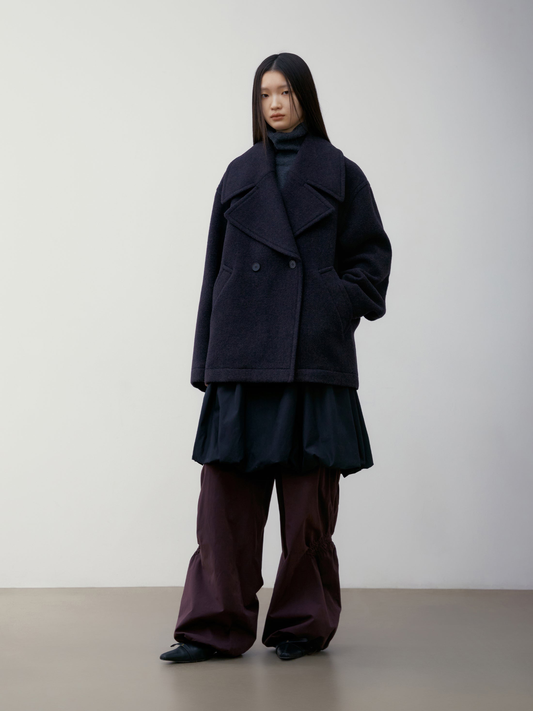 [low_classic] ALPACA WIDE COLLAR HALF COAT
PURPLE