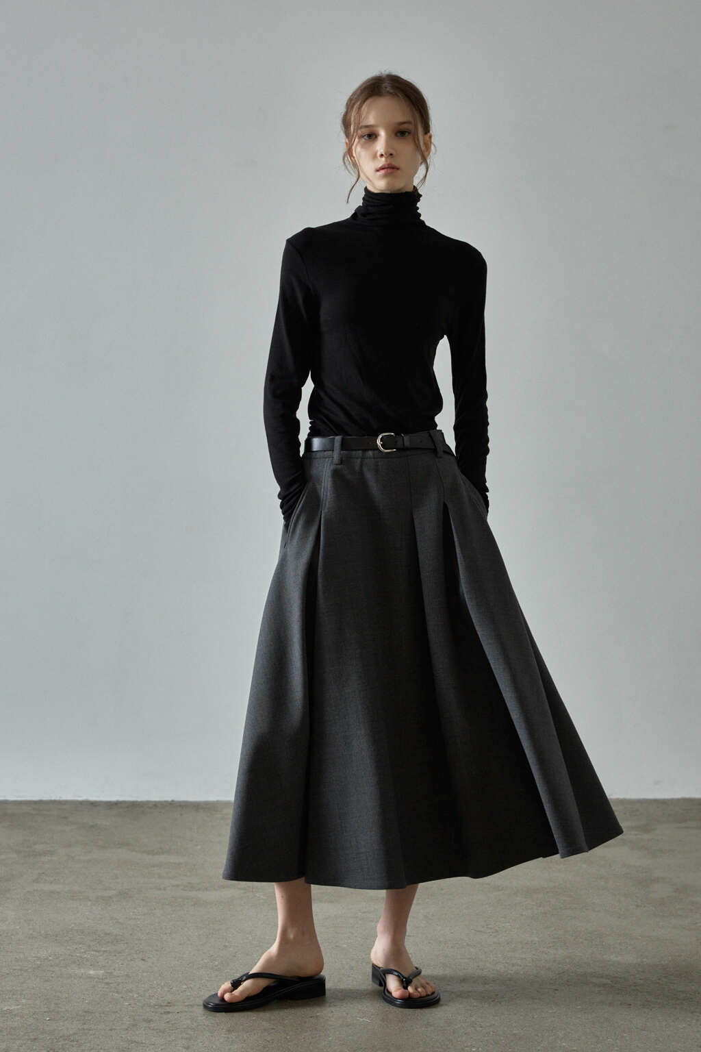 Facade Pattern Tailored Flare Skirt charcoal