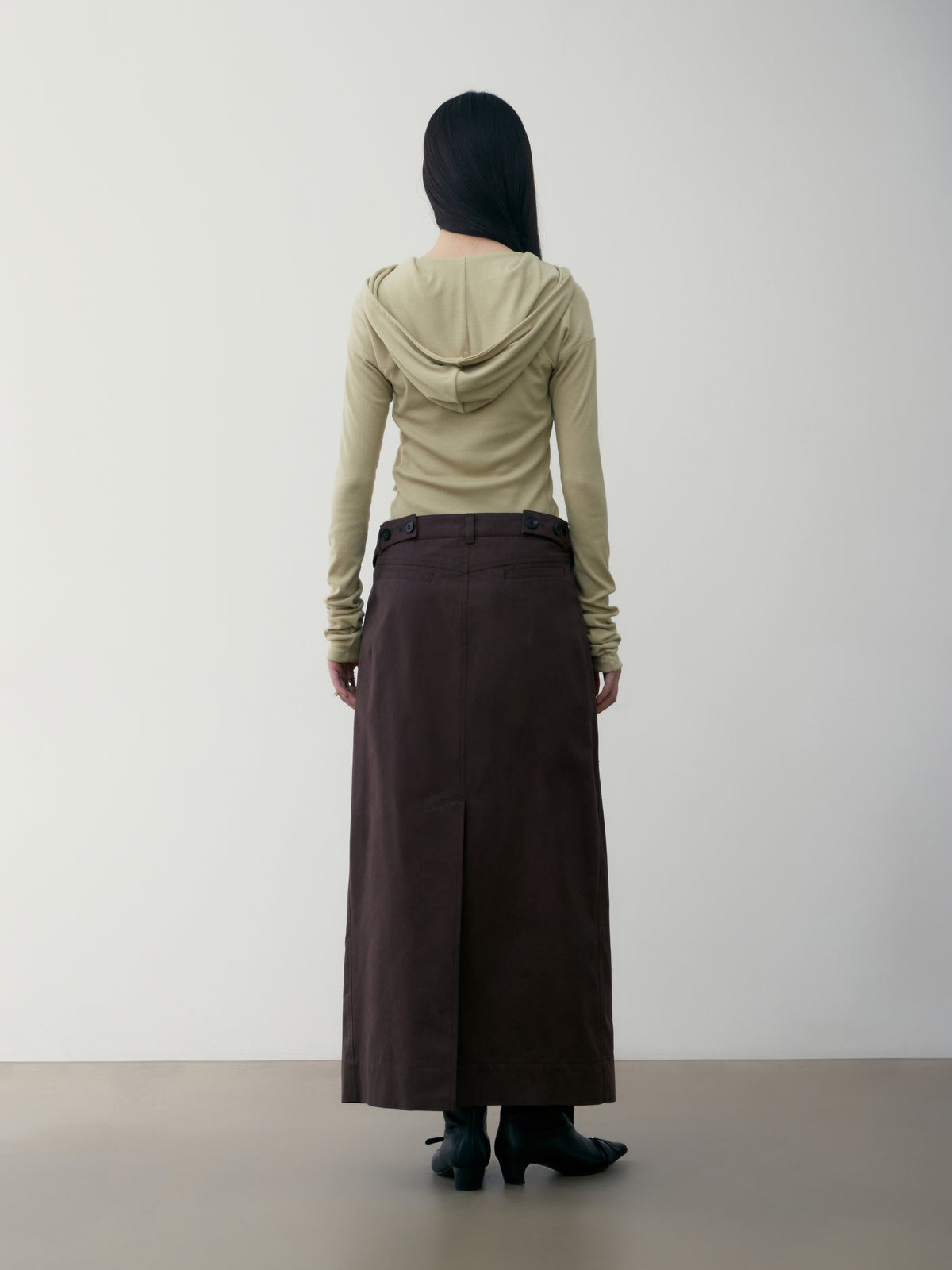 Low Classic Double Waist Long Skirt Brown