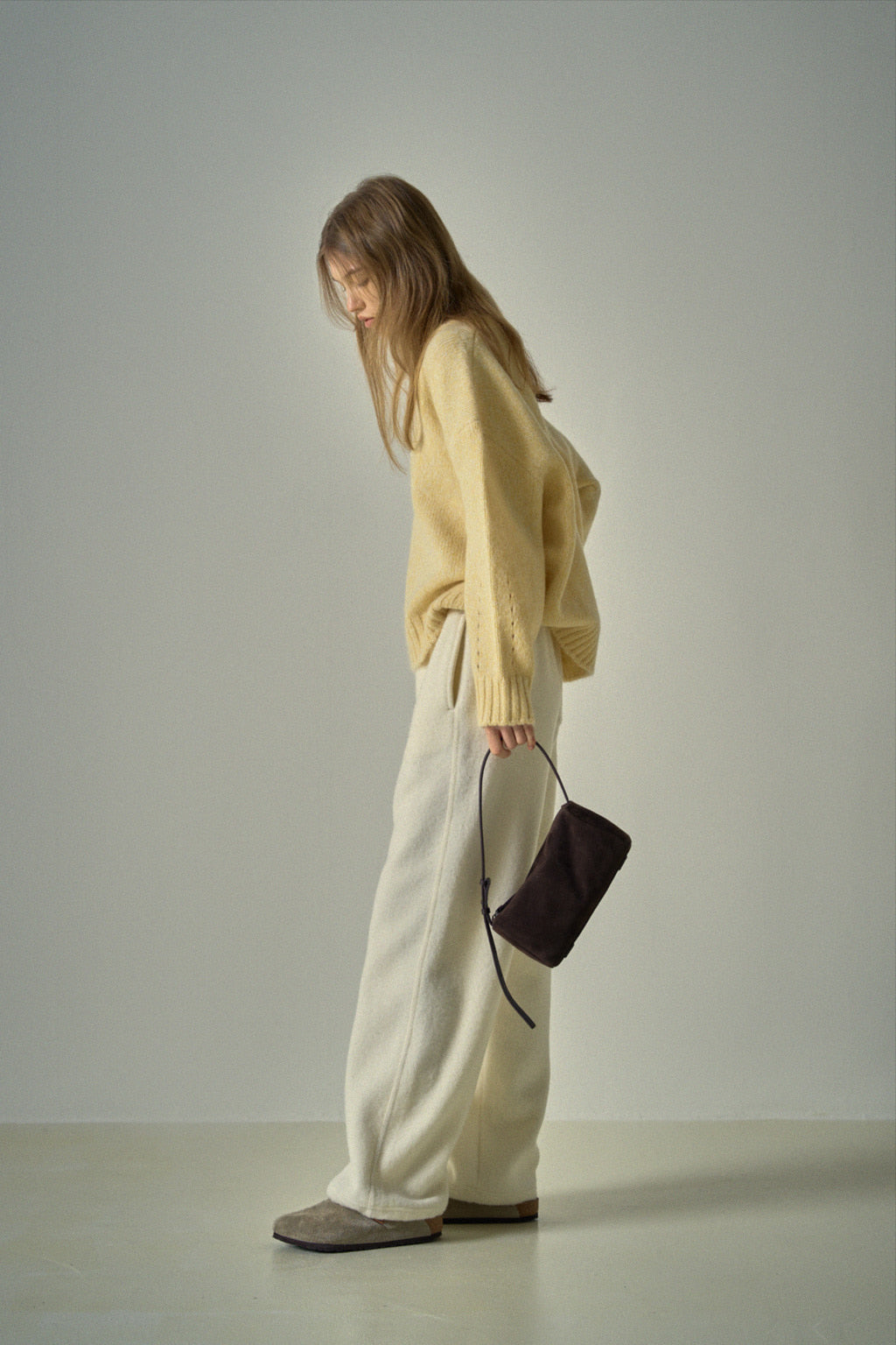 Facade Pattern Soft Wool Sweatpants ivory