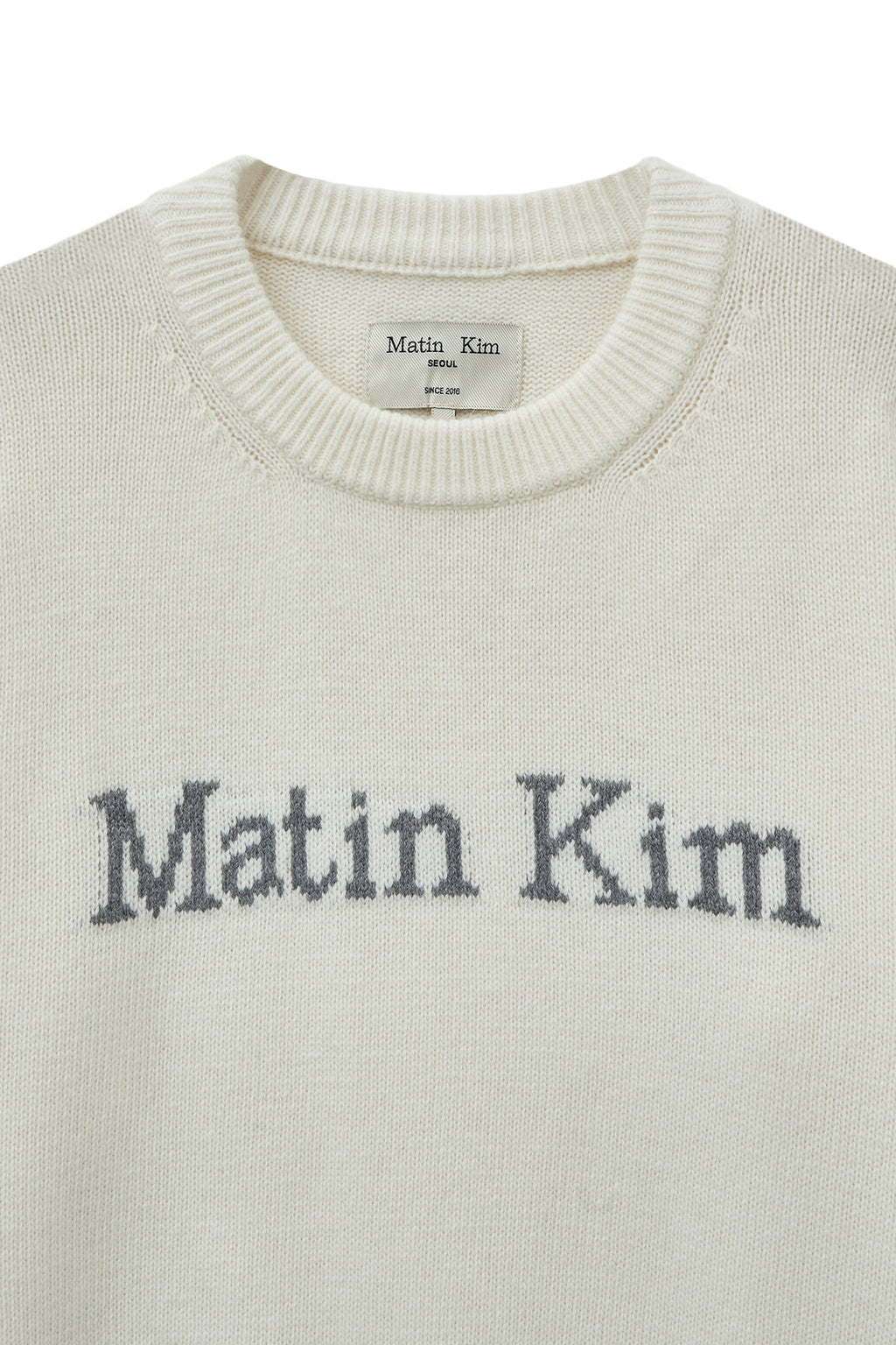 [matinkim] COLOR TRIM LINE LOGO PULLOVER IN IVORY