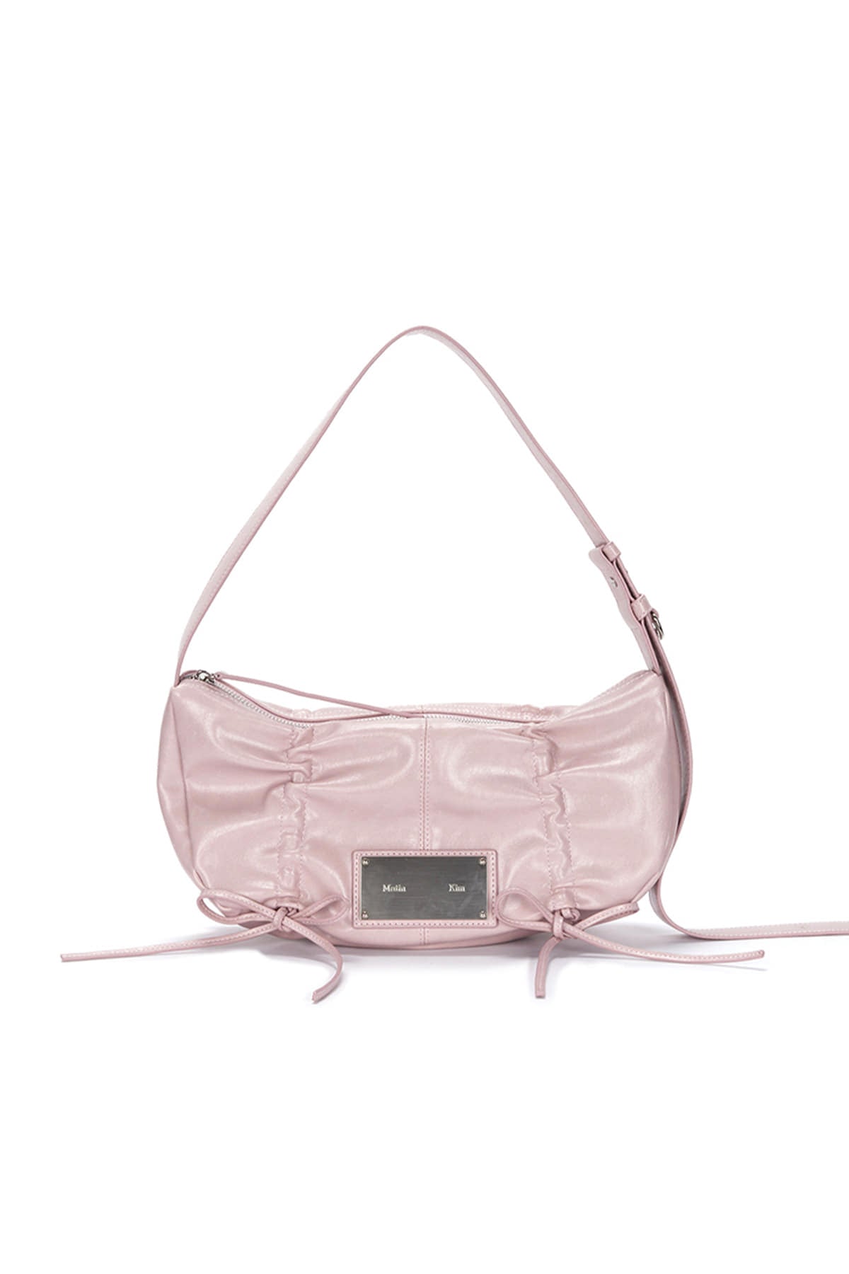[matinkim] HALF SHIRRING RIBBON ROUND BAG IN PINK
