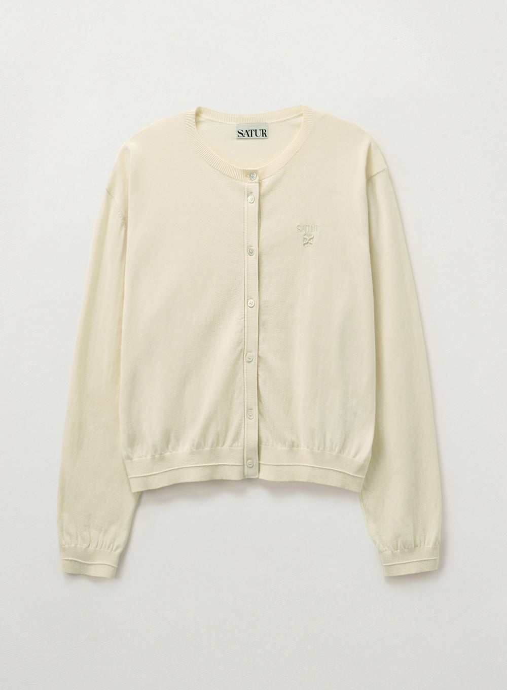 [satur] (W) Light Weight Knit Cardigan - Cream