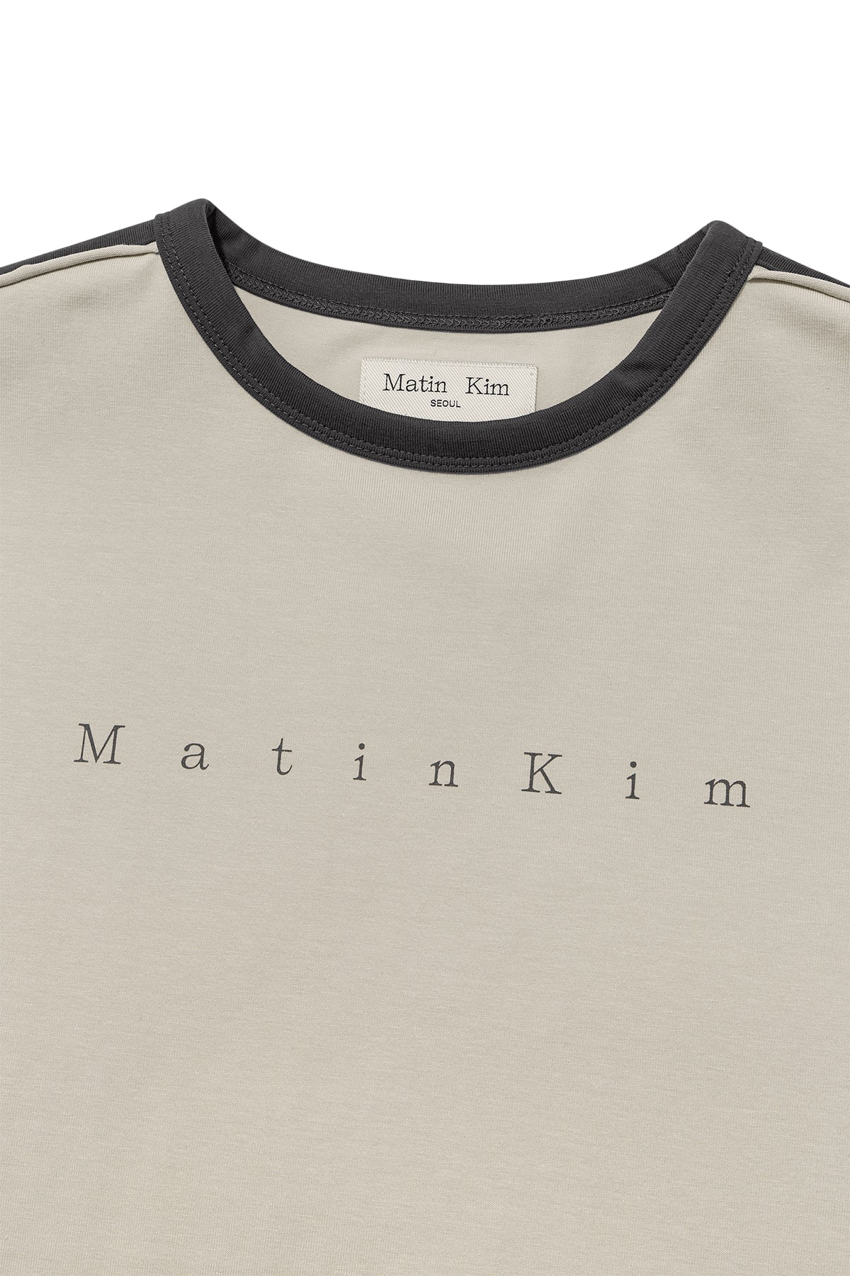 [matinkim] COLOR LINE POINT LOGO TOP FOR MEN IN BEIGE