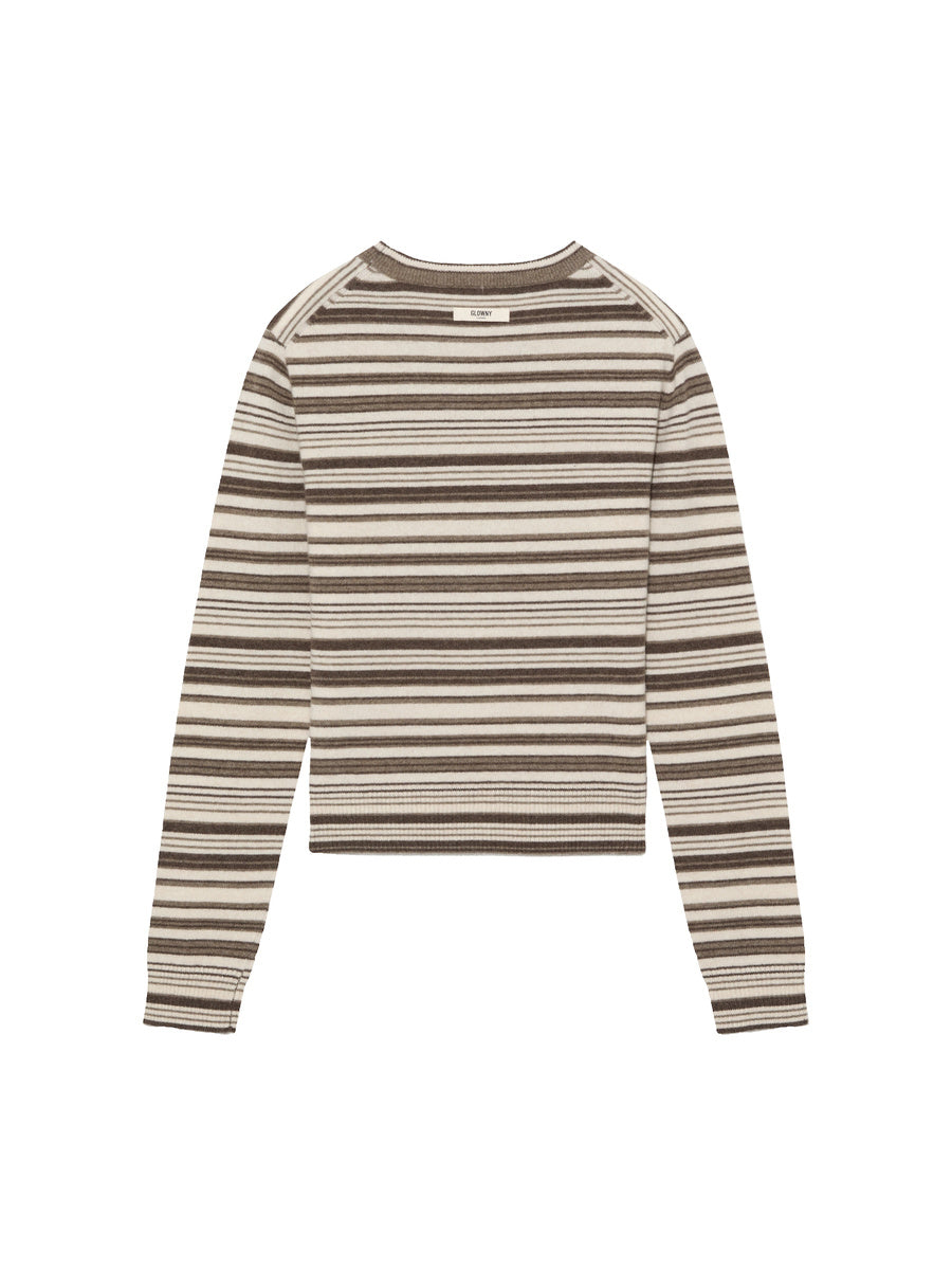 GLOWNY G Mixed Stripe Cashmere Knit (Dark Brown)