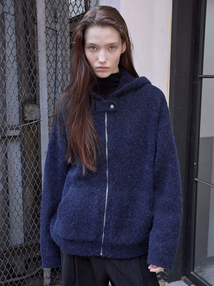 Raive Alpaca Blended Hood Zip-up Knit