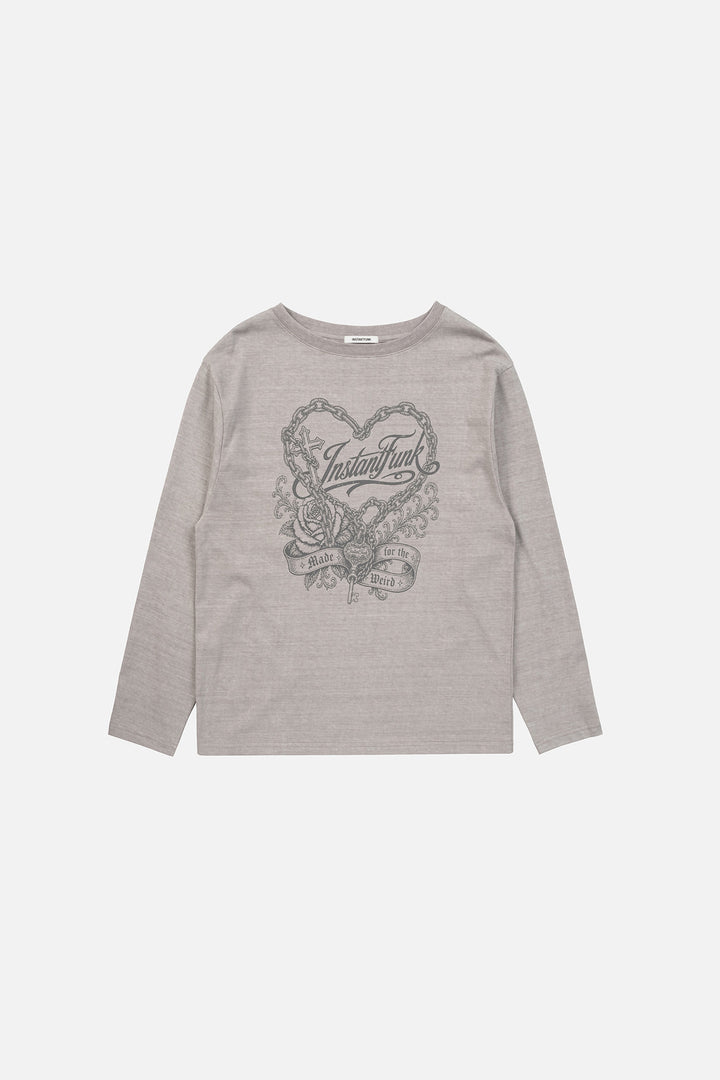 Instantfunk Oversized Heart Graphic Tee - Grey
