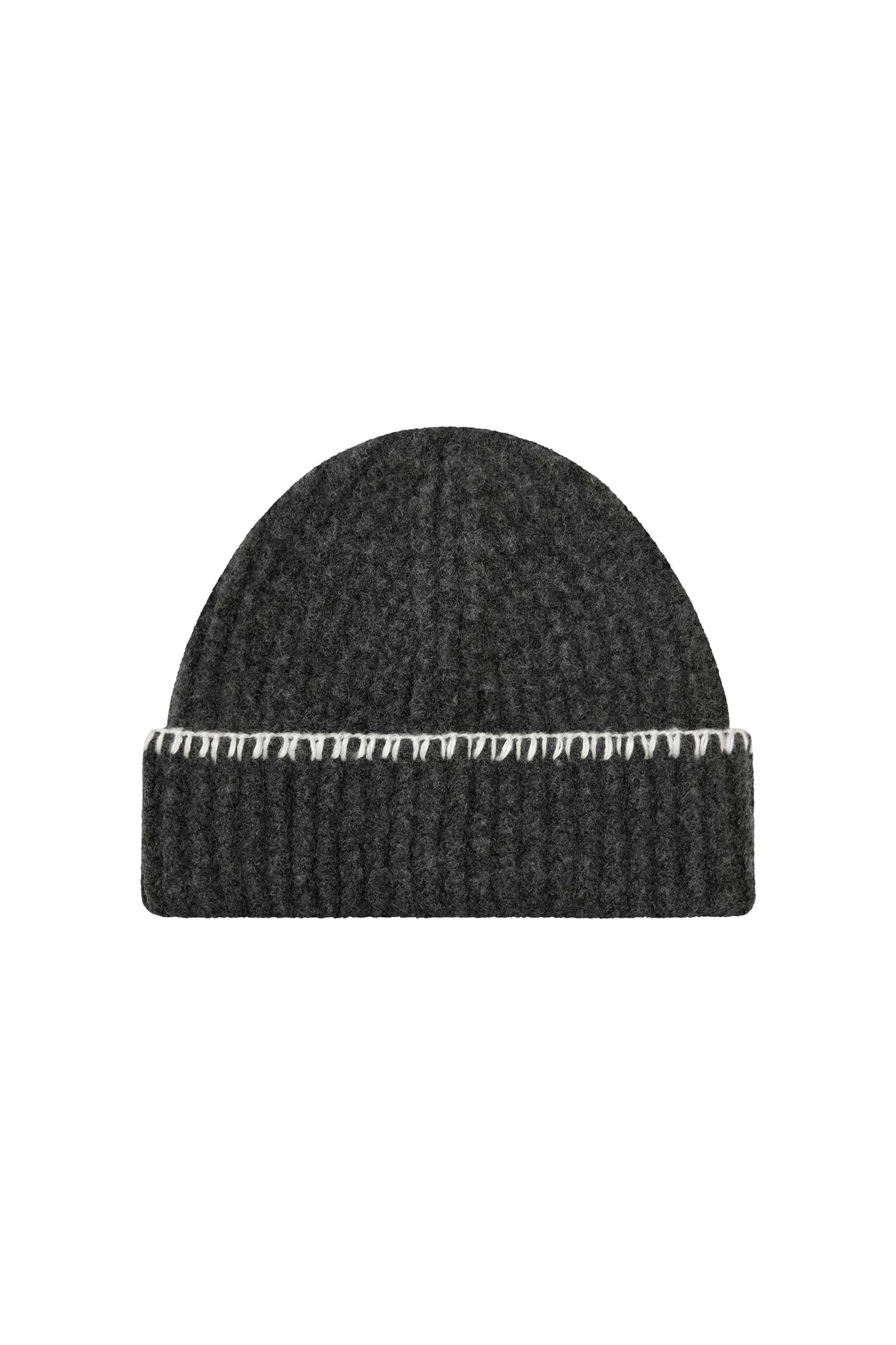 Emis Blanket Stitch Beanie-Charcoal