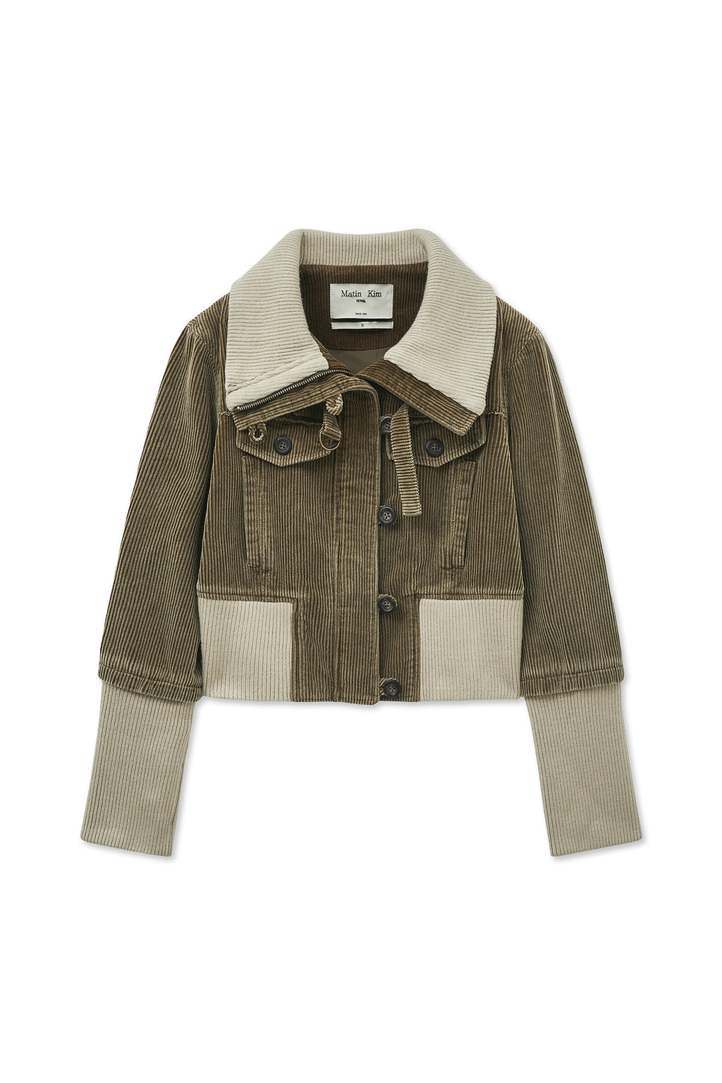 [matinkim] Washed Corduroy Bomber Jumper IN Khaki