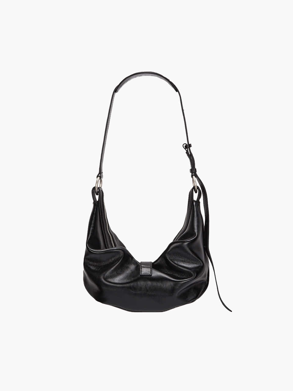 Margesherwood Belted Hobo Medium black glossy plain