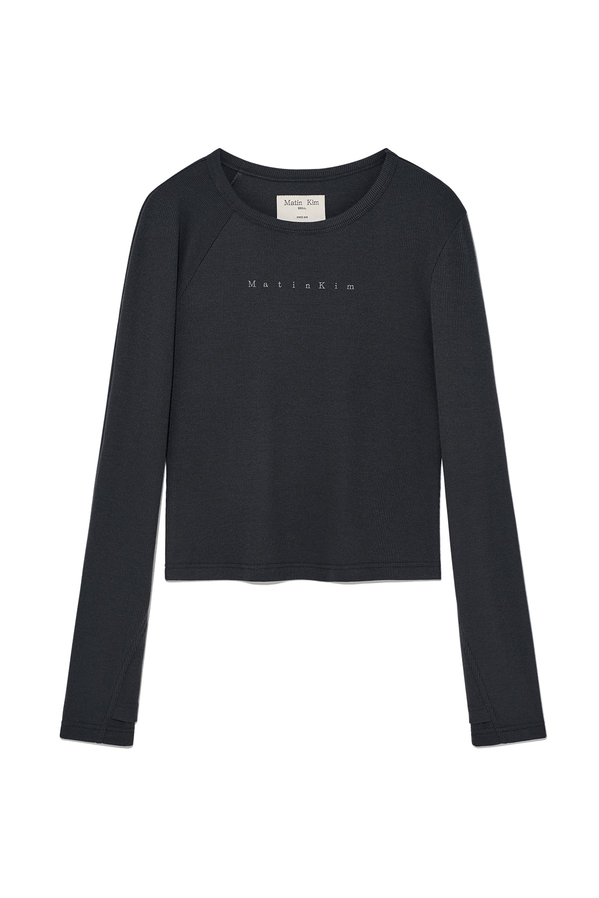 Matinkim Finger Hole Logo Printing Top IN Charcoal