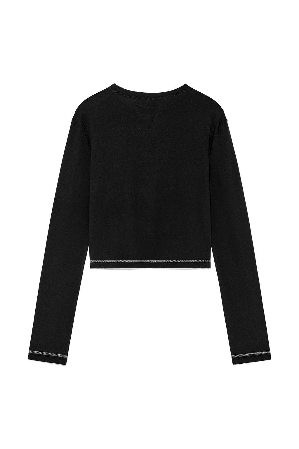 [matinkim] CUT LINE DETAIL LONG SLEEVE LOGO TOP IN BLACK
