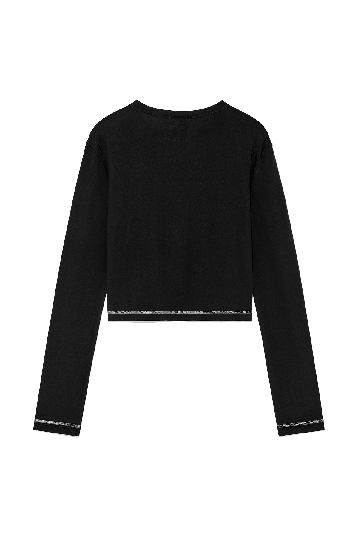 [matinkim] CUT LINE DETAIL LONG SLEEVE LOGO TOP IN BLACK