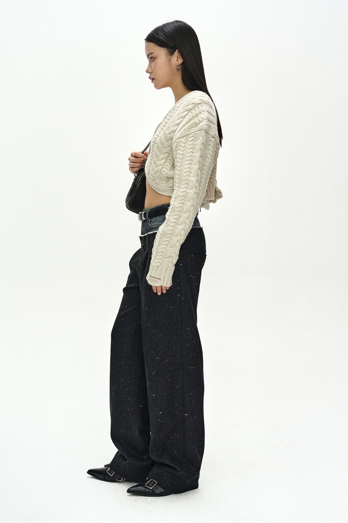 Andersson Bell Denim-Waist Nep Wool Trousers