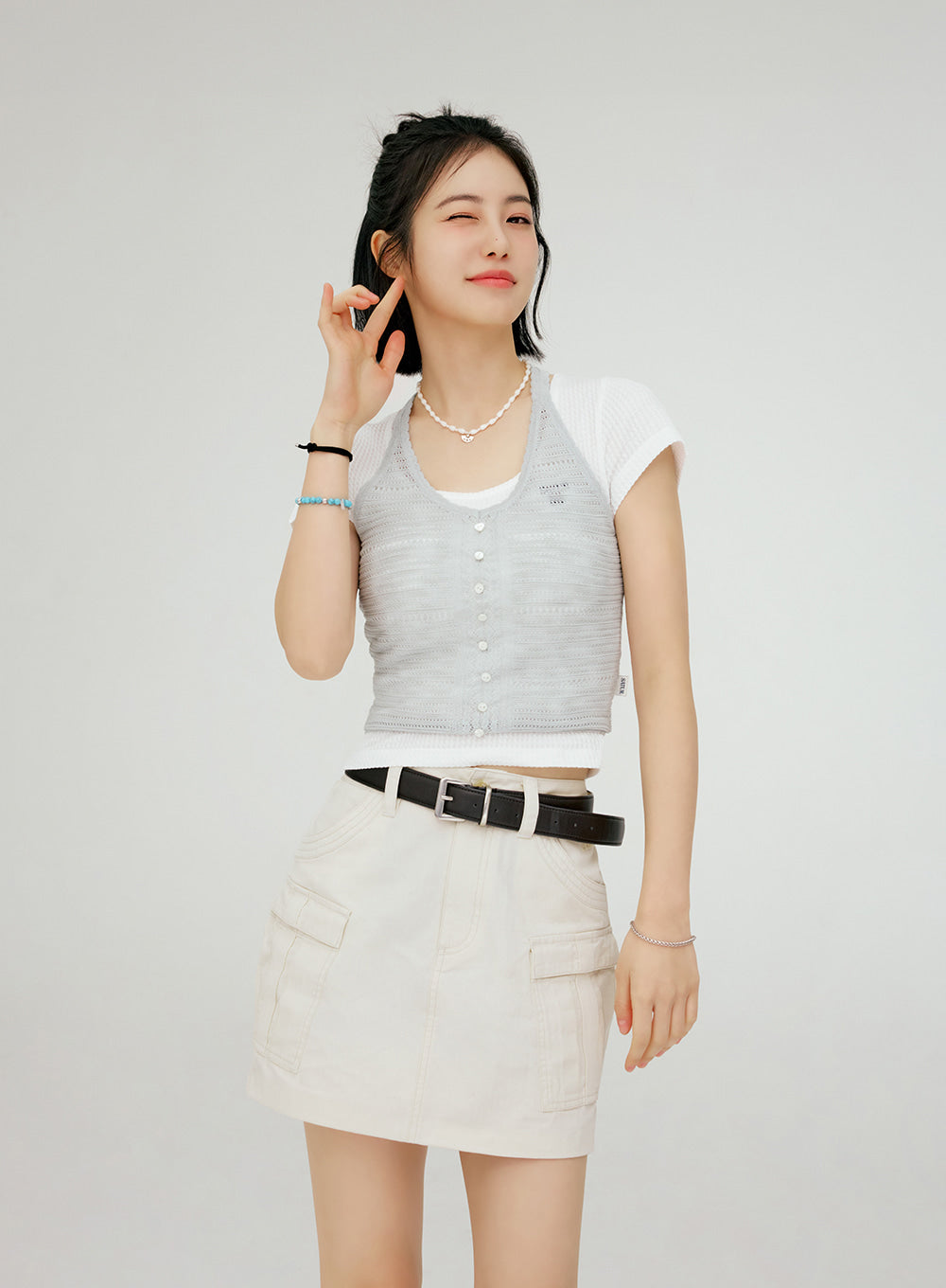 Satur (W) Ripstop Cargo Mini Skirt - Beige