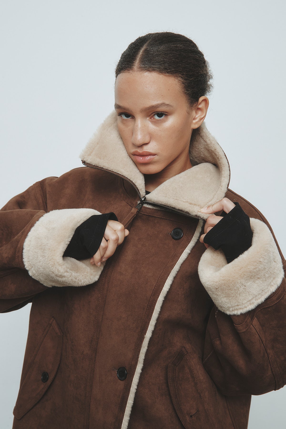 Matinkim Oversize Reversible Mustang Jumper IN Brown