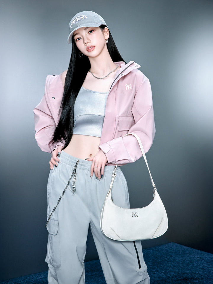 MLB Korea Basic Vintage Nylon Hobo Bag