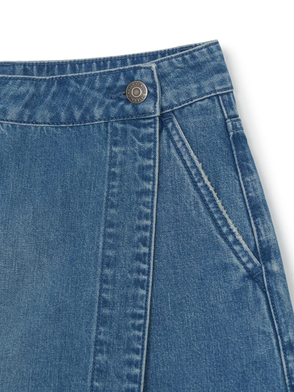 MLB Korea Women's Basic Small Logo Cargo Denim Wrap Skirt