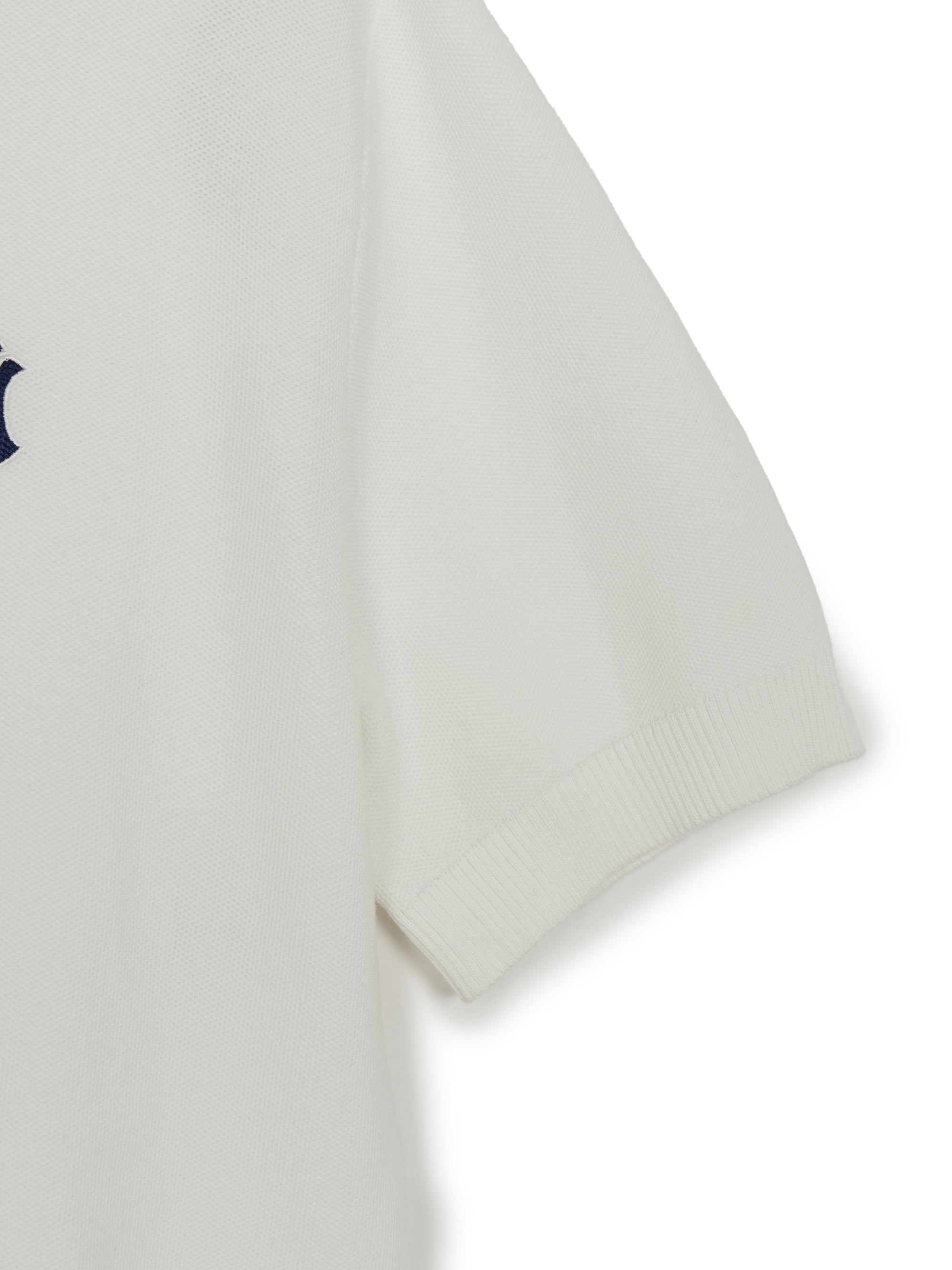 MLB Korea Varsity Tuck Texture Open Collar Short Sleeve Knit Pullover