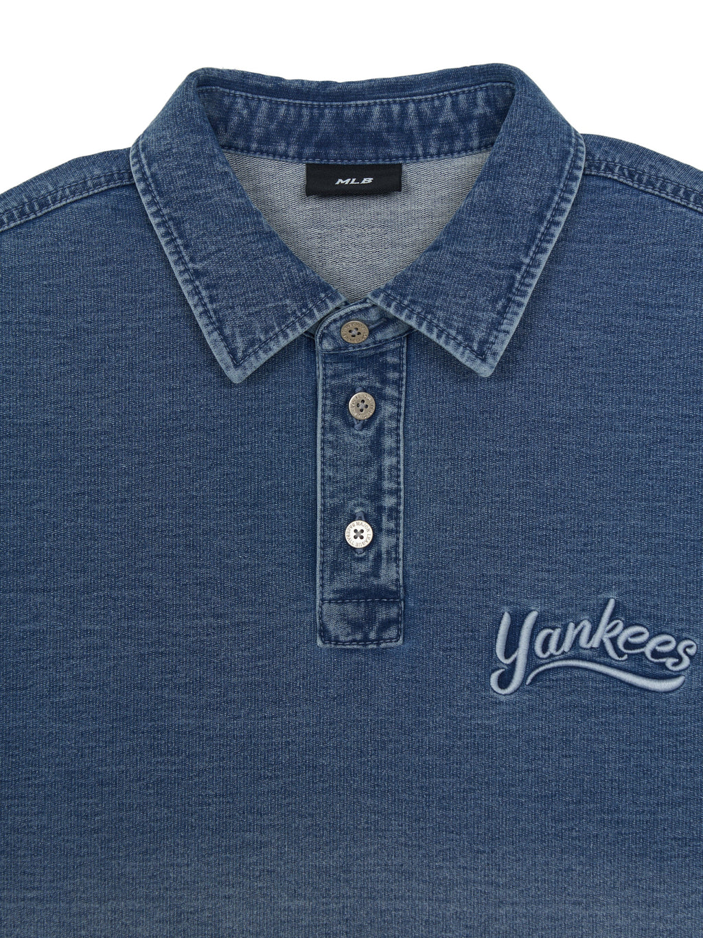 MLB Korea Basic Small Logo Stretched Denim Polo Shirt