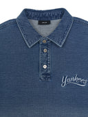 MLB Korea Basic Small Logo Stretched Denim Polo Shirt