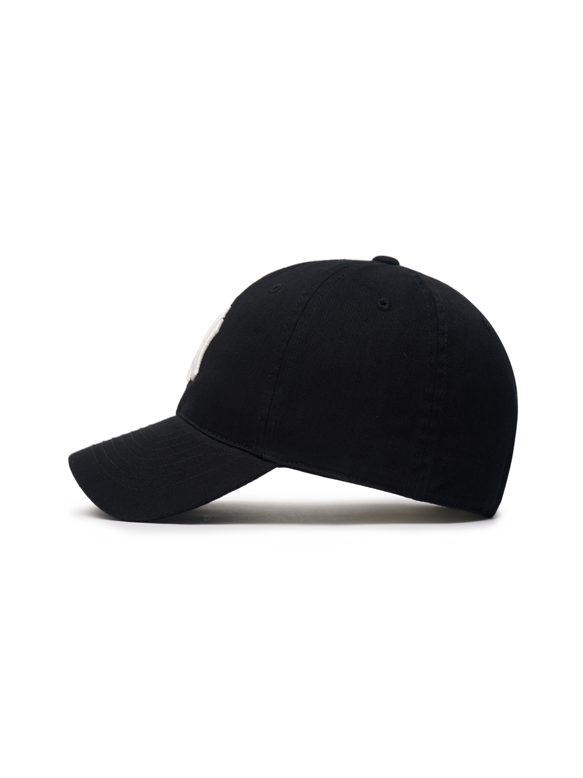 MLB BLACK unstructured cap, a stylish Korean designer hat for casual streetwear looks.