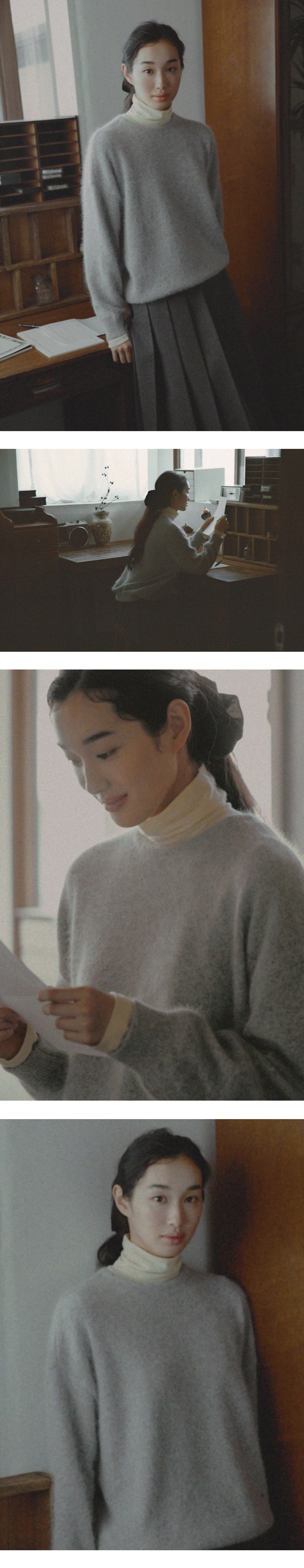 Mango Maniplease Ainee Angora Knit Light Grey
