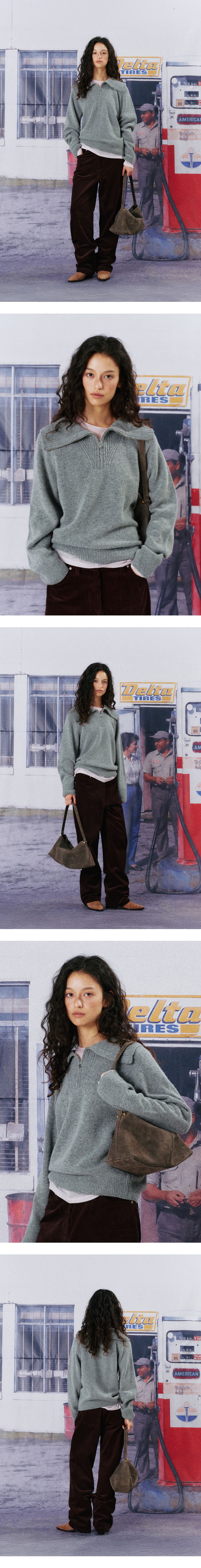 Mango Maniplease Aoi Half Zip Knit Grey