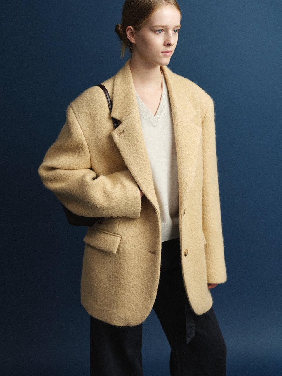 Facade Pattern Alpaca Blazer Coat beige