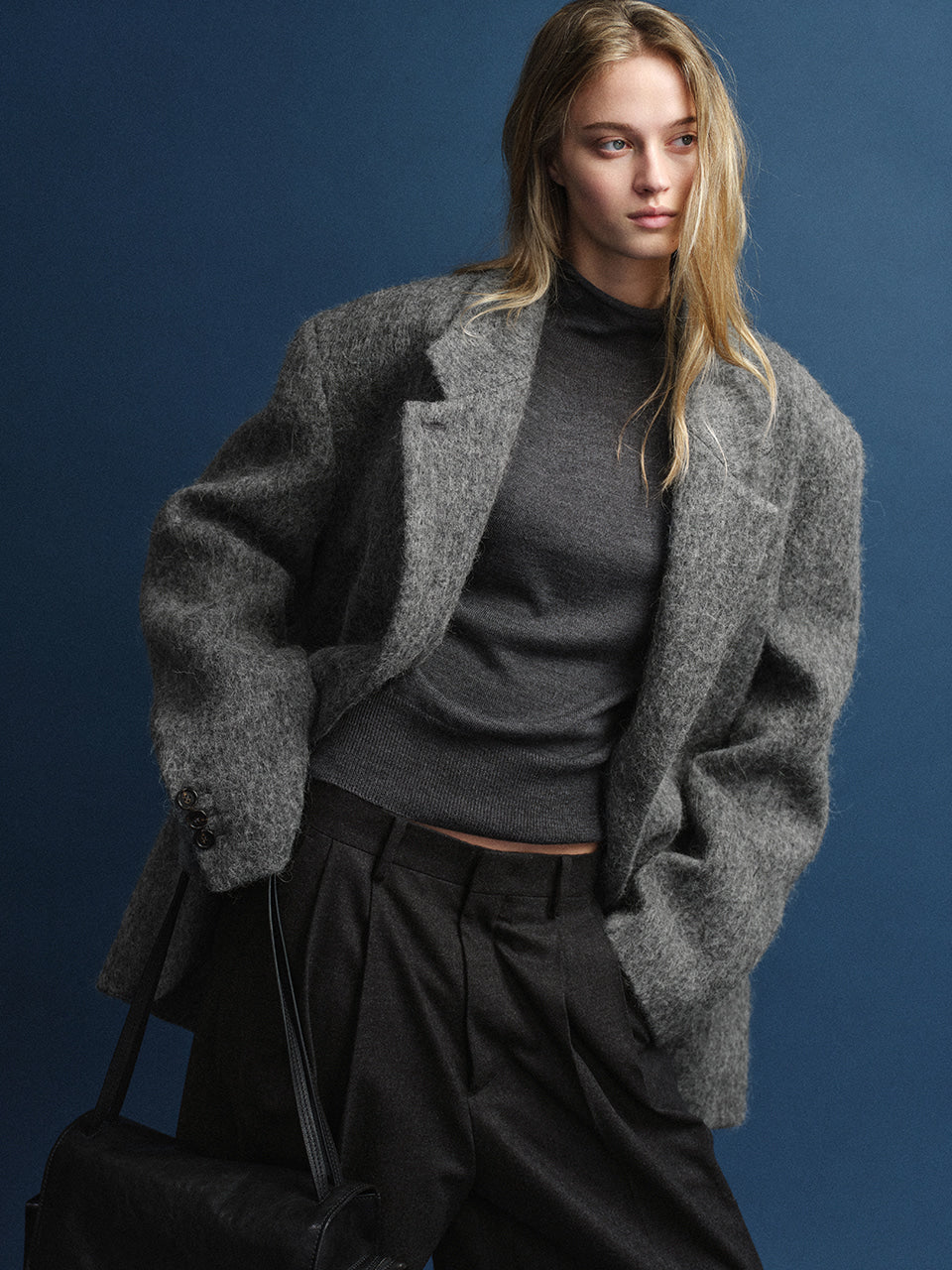 Facade Pattern Alpaca Blazer Coat grey