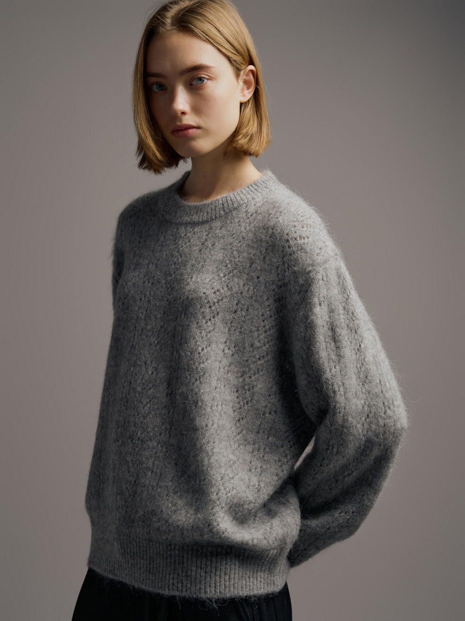 Facade Pattern Alpaca Pointelle Knitwear grey