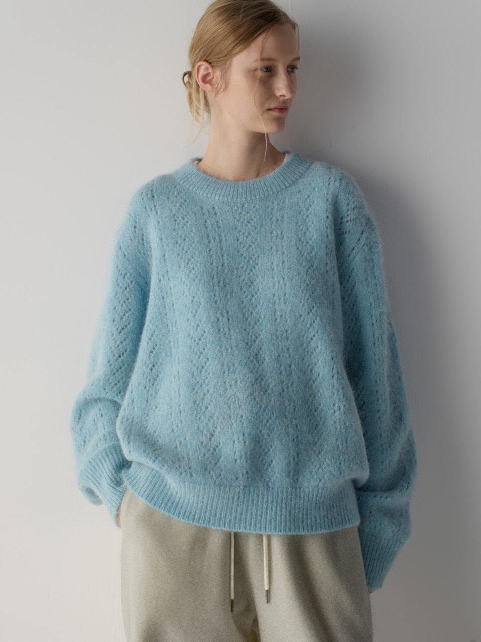 Facade Pattern Alpaca Pointelle Knitwear sky