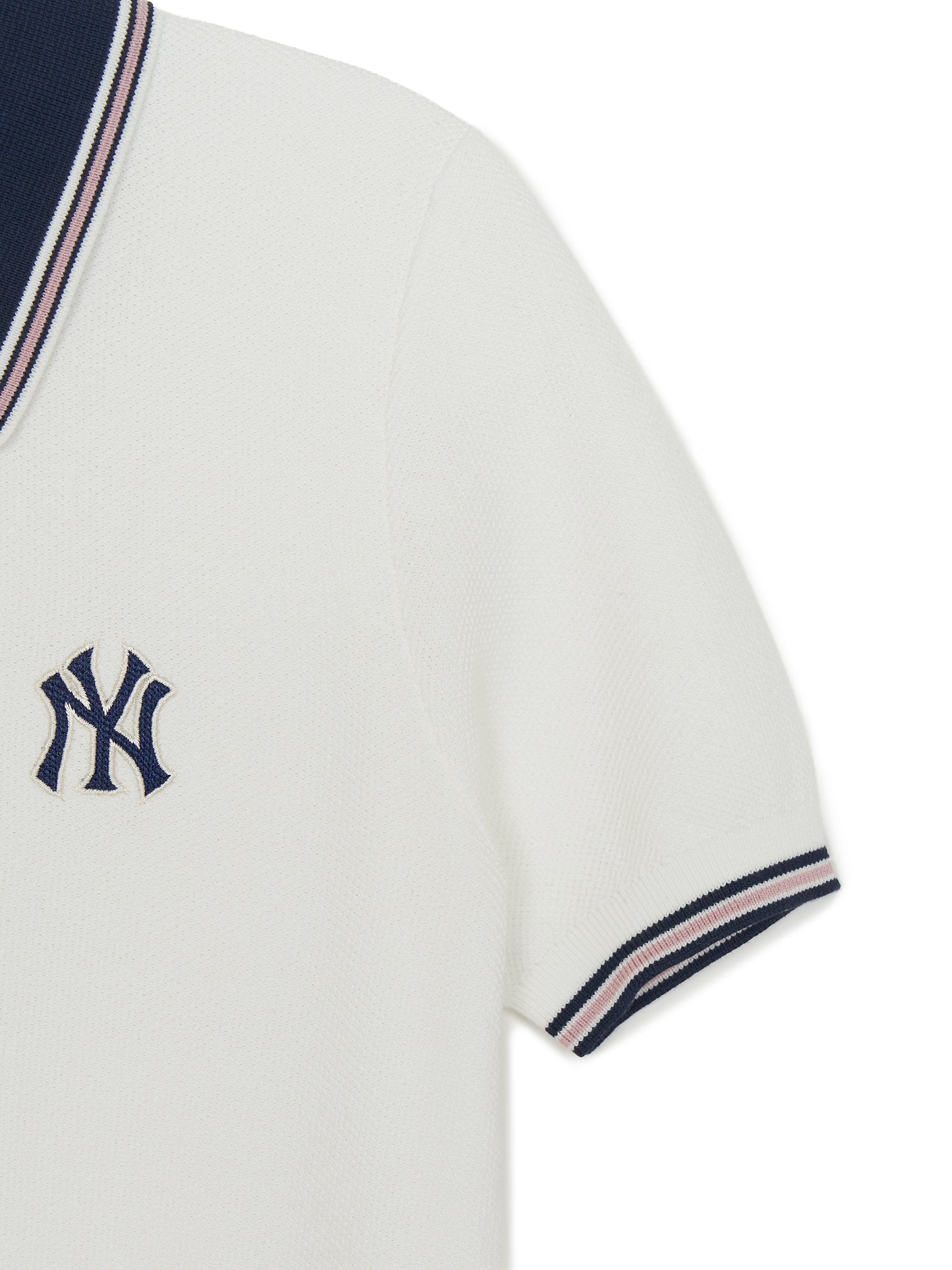 MLB Korea Women's Varsity Color Block Polo Short Sleeve Knit Pullover