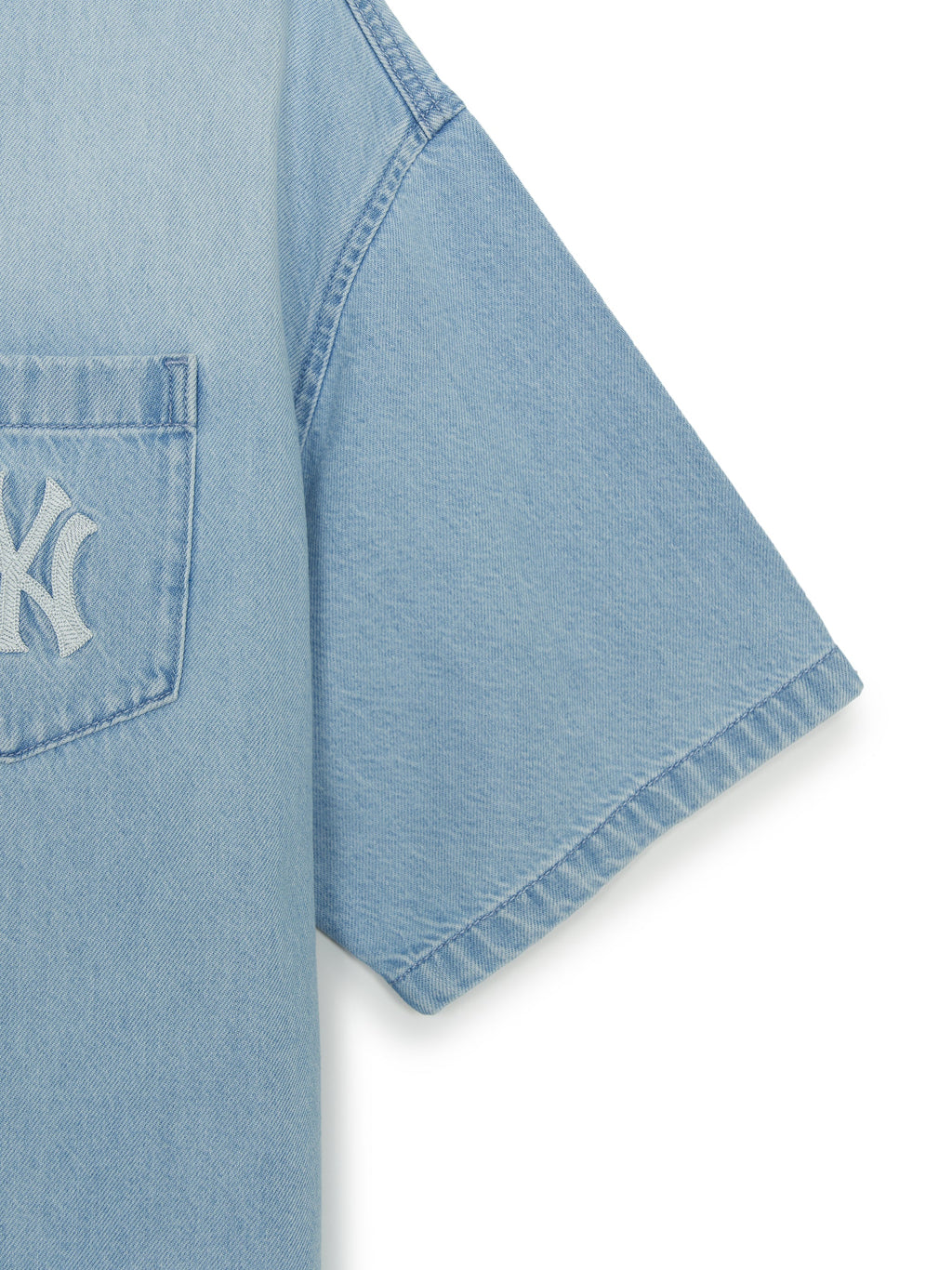 MLB Korea Basic Small Logo Summer Tencel Short Sleeve Denim Shirt